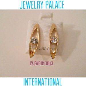 🆕14K Gold Filled Crystal Long Oval Shape Post Earrings